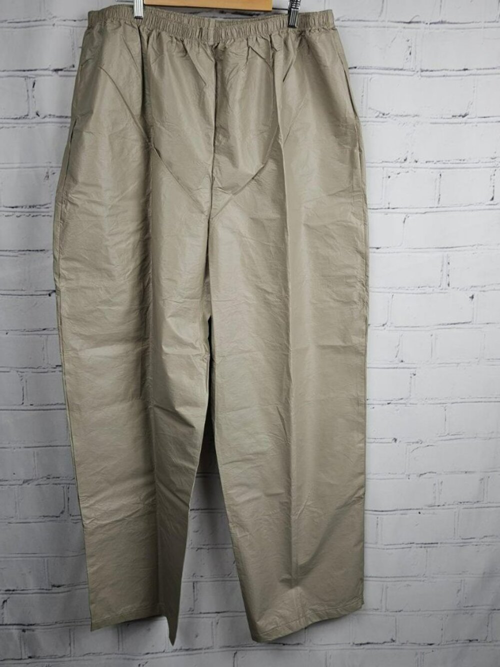frogg toggs Mens XL or 2X Waterproof Rain Pants Beige Outdoors Pull On Elastic